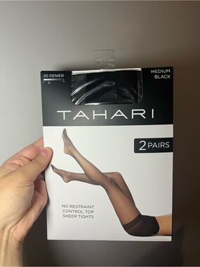 Tahari Medium Black Sheer Tights - 2 Pairs